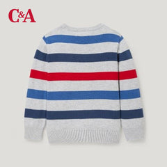 C&A LIGHT GREY STRIPED KNITTED JUMPER