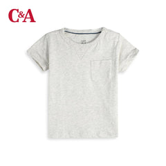 C&A LIGHT HEATHER COTTON PLAIN T-SHIRT