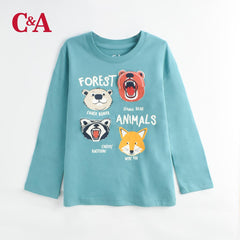 C&A LONG SLEEVE FOREST ANIMAL T-SHIRT