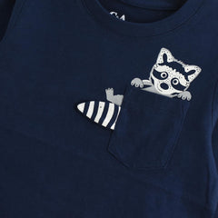 C&A NAVY BLUE RACOON LONG SLEEVE T-SHIRT