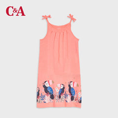 C&A NEON PINK PARROT PRINTED TOP