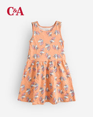 C&A ORANGE UNICORN PRINTED DRESS