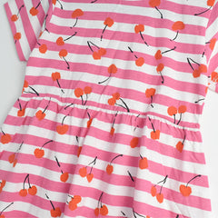 C&A PINK STRIPED CHERRY DRESS