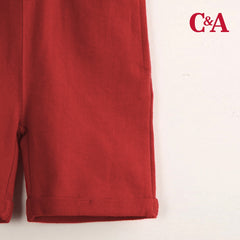 C&A RED BERMUDA WITH DRAWSTRINGS AND BACK POCKET