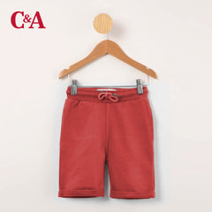 C&A RED BERMUDA WITH DRAWSTRINGS AND BACK POCKET