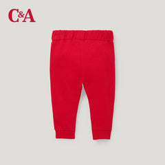 C&A RED FLEECE DEER APPLIQUE JOGGER TROUSER