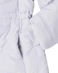 CALVIN KLEIN LAVENDER FAUX FUR HOODED LONG PUFFER COAT