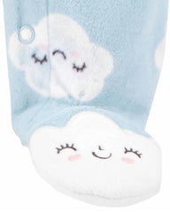 CARTER BABY BLUE CLOUDS MICRO FLEECE FOOTED ROMPER