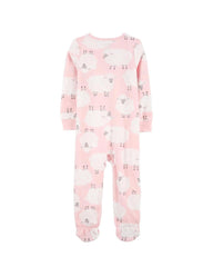 CARTER PINK SHEEP FLEECE SLEEP & PLAY ROMPER