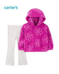CARTERS 2 PCS FLORAL SHERPA HOODIE & LEGGING SET