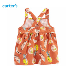 CARTERS 2 PCS FRUIT FROCK & CHAMBARY SHORT SET