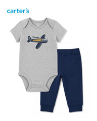 CARTERS 2 PCS WINGMAN BODYSUIT WITH TROUSER SET