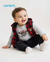 CARTERS 3 PCS BUFFALO PLAID HOODIE WITH TROUSER SET