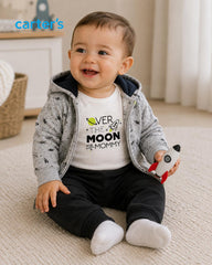 CARTERS 3 PCS OVER THE MOON HOODIE WITH PYJAMA SET