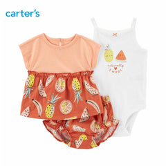 CARTERS 3 PCS PEPLUM TOP & SHORT SET
