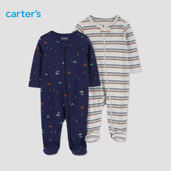 CARTERS BABY BOY FOREST STRIPED 2 PCS SET