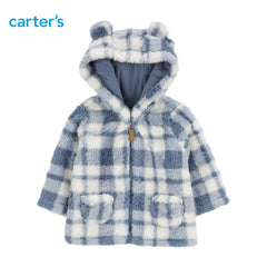 CARTERS BABY BOY PLAID PLUSH CARDIGAN