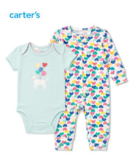 CARTERS BABY CAT BODYSUIT & HEART SLEEP & PLAY SET