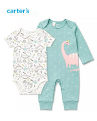 CARTERS BABY DINOSAUR BODYSUIT AND JUMPSUIT SET