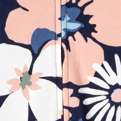 CARTERS BABY FLORAL JUMPSUIT WITH ZIPPER AND HOOD