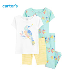CARTERS BABY GIRL PAJAMAS SET 4 PCS TROPICAL BIRD
