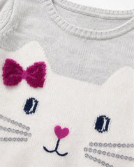 CARTERS BABY GIRLS CAT FACE KNIT SWEATER