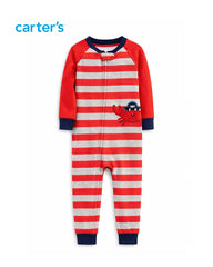 CARTERS BABY STRIPED ROMPER WITH CRAB APPLIQUE