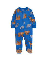 CARTERS BLUE ANIMAL ZIP UP FLEECE ROMPER