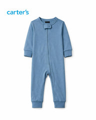 CARTERS BLUE ESSENTIAL BABY ZIP UP ROMPER
