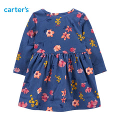 CARTERS BLUE FLORAL JERSEY DRESS