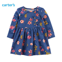 CARTERS BLUE FLORAL JERSEY DRESS