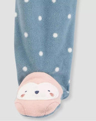 CARTERS BLUE POLKA DOT FLEECE SLEEP & PLAY ROMPER