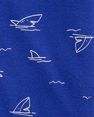 CARTERS BLUE SHARK BABY ROMPER
