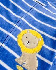 CARTERS BLUE STRIPED LION FLEEVE FOOTIE SLEEP & PLAY ROMPER