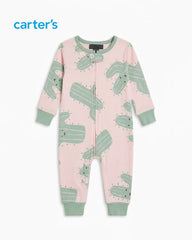 CARTERS BLUSH CACTUS COMFORT ZIP ROMPER