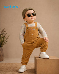 CARTERS BOYS 2 PCS OVERALLS & STRIPED BODYSUIT SET