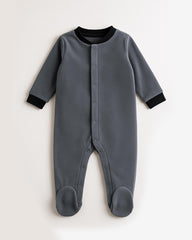 CARTERS CHARCOAL BABY FLEECE BUTTONED ROMPER