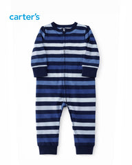 CARTERS CLASSIC NAVY STRIPE ZIP UP ROMPER