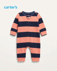 CARTERS CORAL NAVY CLASSIC STRIPES ROMPER