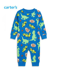 CARTERS DINO DASH COTTON ZIP ROMPER