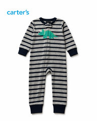 CARTERS DINO STRIPE ADVENTURE ZIP UP ROMPER