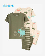CARTERS DINO THEME 4 PCS COTTON T-SHIRT WITH PAYJAMA SET