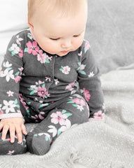 CARTERS FLORAL MICRO FLEECE FOOTED ROMPER