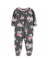 CARTERS FLORAL MICRO FLEECE FOOTED ROMPER