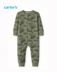 CARTERS GREEN DINO COMIC PRINT ROMPER