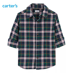 CARTERS GREEN PLAID TWILL SHIRT
