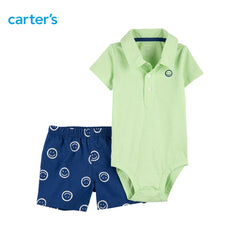 CARTERS GREEN SMILING PRINCE 2 PCS SET