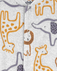 CARTERS GREY ANIMAL FLEECE SNAP-UP SLEEP & PLAY ROMPER