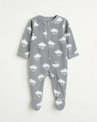 CARTERS GREY CLOUDS ZIP UP MICRO FLEECE ROMPER