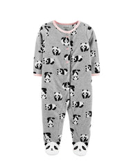CARTERS GREY PANDA MICRO FLEECE FOOTED ROMPER
